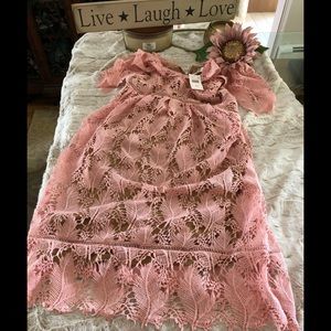Motherhood Maternity Size Small Dress Lace Pink